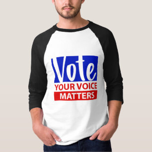 VOTE Your Voice Matters Colourful Red and Blue T-Shirt