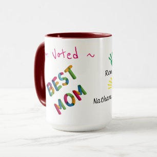 Voted Best Mum Child Hand print art Personalise Mug