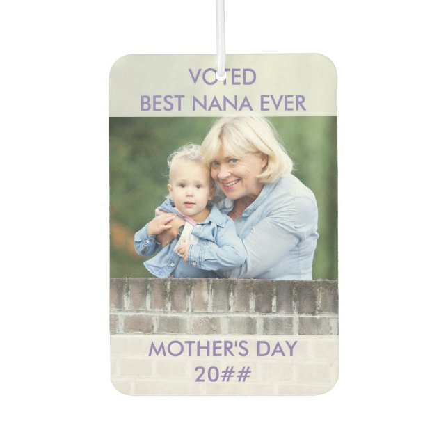 Voted Best Nana Ever - Custom Year - Two Photo Car Air Freshener (Front)