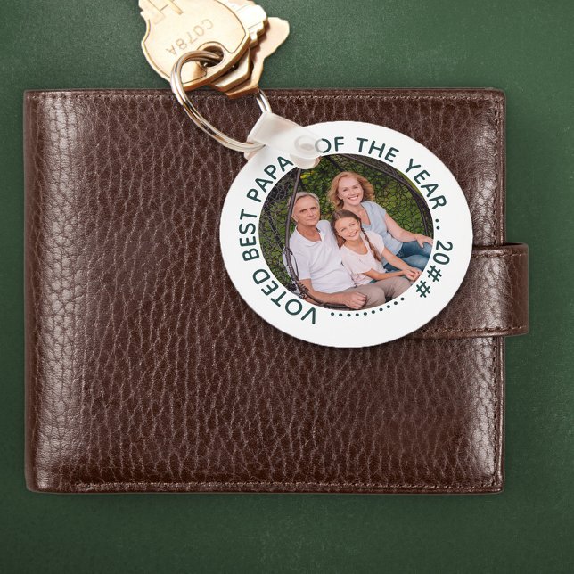 Voted Best Papa of the Year | Round Photo Key Ring (Creator Uploaded)