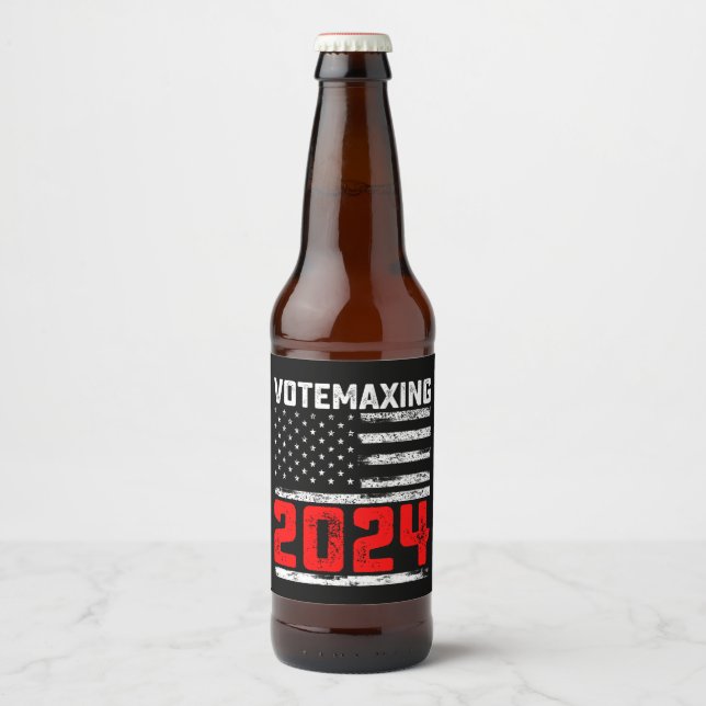 VoteMaxing 2024 Trump Presidential Election Beer Bottle Label (Front)