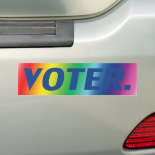 "voter" blue letters pride lgbtq lgbt background bumper sticker