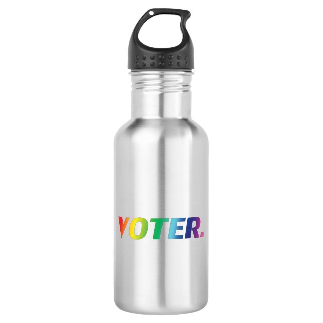 "voter" rainbow pride colours lgbt 532 ml water bottle (Front)