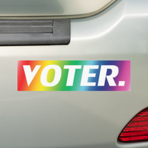 "voter" white letters pride lgbtq lgbt background bumper sticker