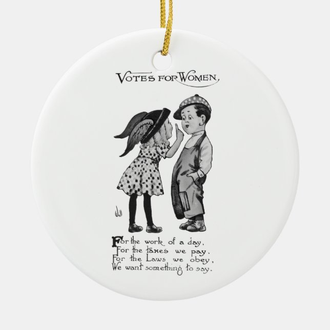Votes For Women Ceramic Tree Decoration (Front)
