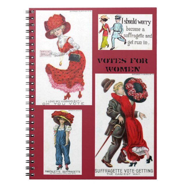 Votes for Women Suffragettes Art Vintage Notebook (Front)