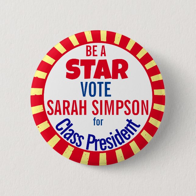 Voting Be a Star" candy-themed product, 6 Cm Round Badge (Front)