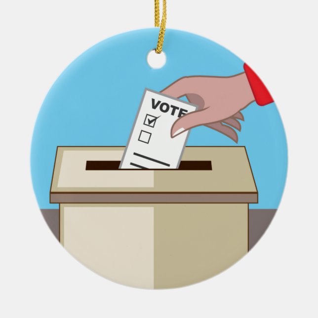 Voting Box Ceramic Tree Decoration (Front)