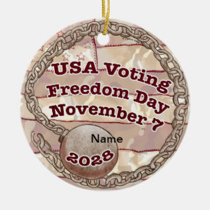 Voting Freedom Day Ceramic Tree Decoration