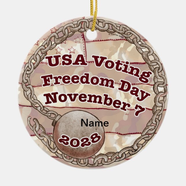 Voting Freedom Day Ceramic Tree Decoration (Front)