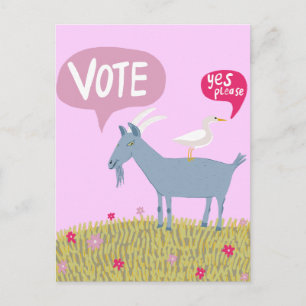 VOTING GOAT Vote 2024 Elections Cute Pink Postcard