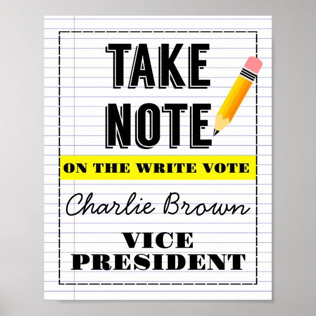 voting poster school classroom Take Note vote (Front)