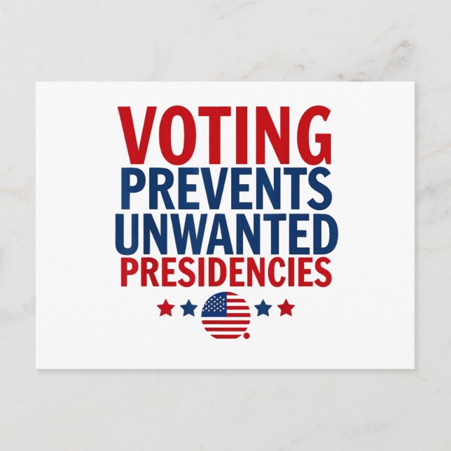 Voting Prevents Unwanted Presidencies men women Holiday Postcard (Front)