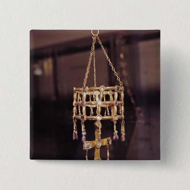 Votive crown of a Visigoth king 15 Cm Square Badge (Front)