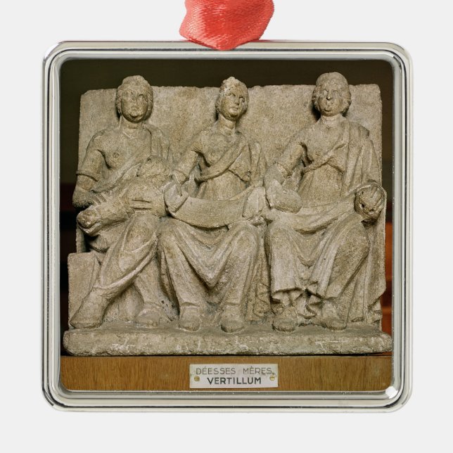 Votive sculpture of a triple mother deity metal tree decoration (Front)