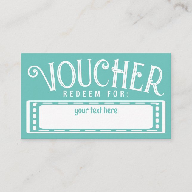 Voucher Ticket Template Customisable Card Add Text (Front)