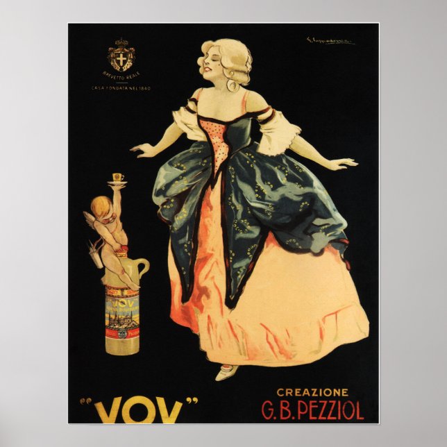 VOV 1900 PEZZIOL PADOVA Italian Alcohol Liquor Old Poster (Front)