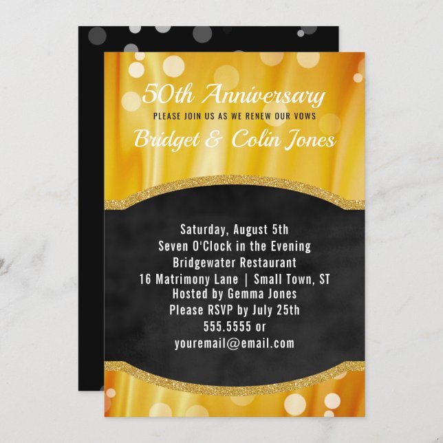 Vow Renewal 50th Wedding Anniversary Invitation (Front/Back)