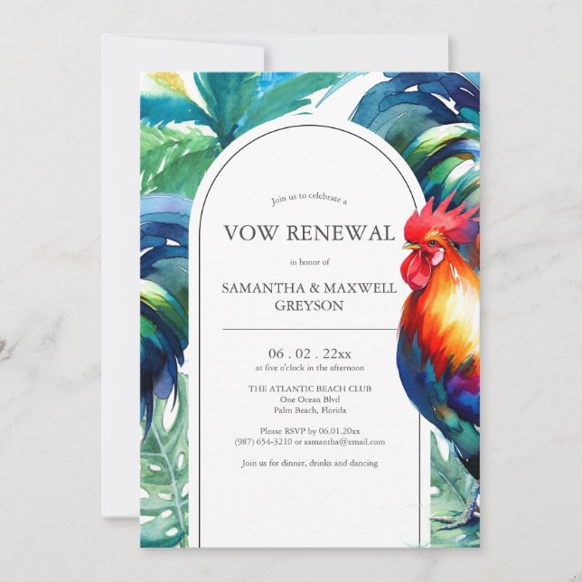 Vow Renewal Anniversary Invitations Florida Keys (Front)