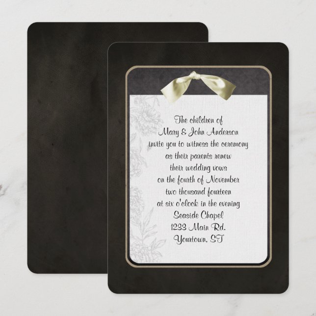 Vow Renewal Black Frame Invitation (Front/Back)
