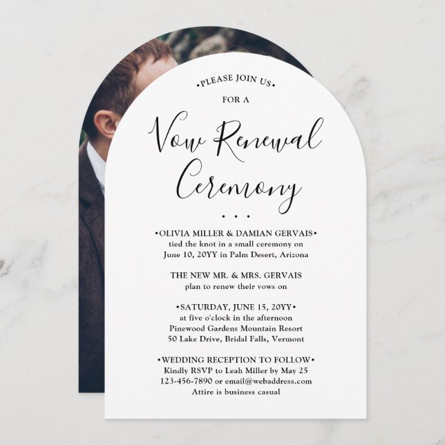 Vow Renewal Ceremony Elegant Photo Sequel Wedding Invitation (Front/Back)