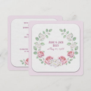 Vow Renewal Ceremony-watercolor rose wreath Invitation