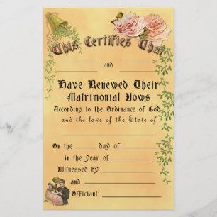 Vow Renewal Certificate - Customisable, Frameable