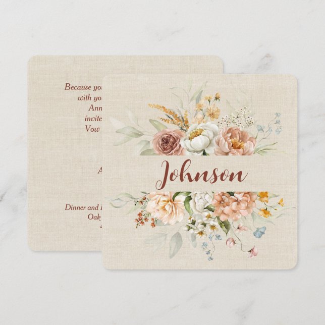 Vow Renewal Floral Border Invitation (Front/Back)