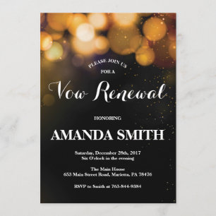 Vow Renewal Invitation Card Gold Glitter
