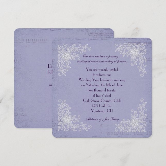 Vow Renewal-lace corners and music background Invitation (Front/Back)