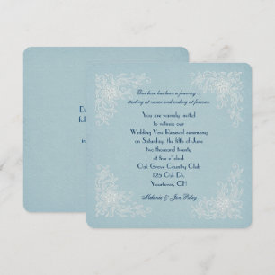 Vow Renewal-lace corners on soft aqua texture Invitation