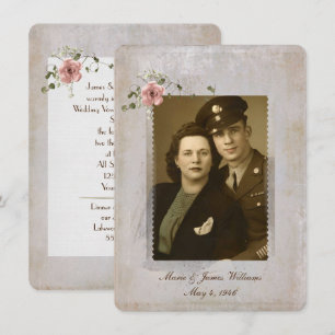 Vow Renewal photo frame and rose bouquet Invitation