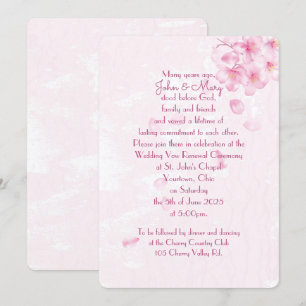 Vow Renewal pink cherry blossoms invite