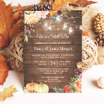 Vow Renewal Rustic Autumn Floral Mason Jar Lights Invitation<br><div class="desc">Create the perfect Wedding Vow Renewal invite with this "Rustic Wood Mason Jar Lights Autumn Floral Invitation" template. This high-quality design is easy to customise to match your colours, styles and theme. (1) For further customisation, please click the "customise further" link and use our design tool to modify this template....</div>