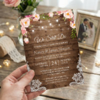 Vow Renewal Rustic Wood String Lights Lace Floral