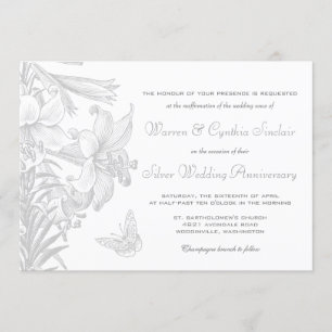 Vow Renewal Silver 25th Wedding Anniversary Invitation