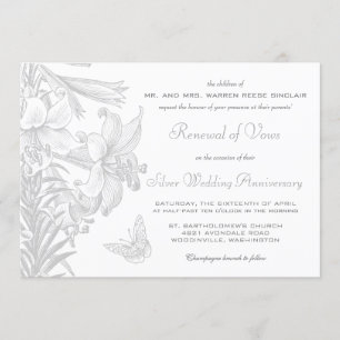 Vow Renewal Silver 25th Wedding Anniversary Invitation