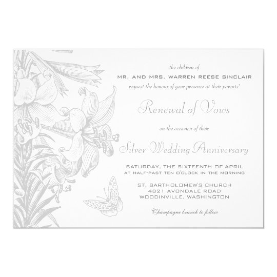  Vow  Renewal  Silver 25th  Wedding  Anniversary  Invitation  