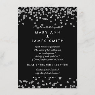 Vow Renewal Silver Faux Glitter Confetti Black Invitation