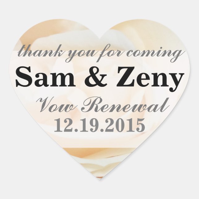 Vow Renewal Sticker - Peach Rose (Front)