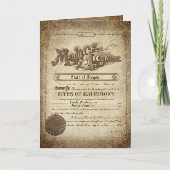 Vow Renewal vintage marriage certificate Invitation (Front)