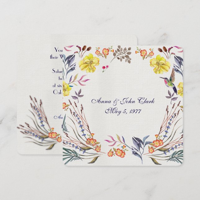 Vow Renewal watercolor floral border Invitation (Front/Back)