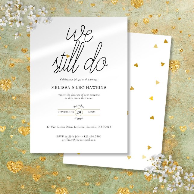Vow Renewal We Still Do Chic Gold Love Heart Invitation (Vow Renewal We Still Do Chic Gold Love Heart Invitation)