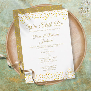 Vow Renewal We Still Do Golden Love Hearts Invitation
