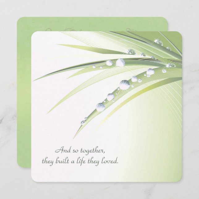 Vow Renewal Wedding dew drops Invitation (Front/Back)