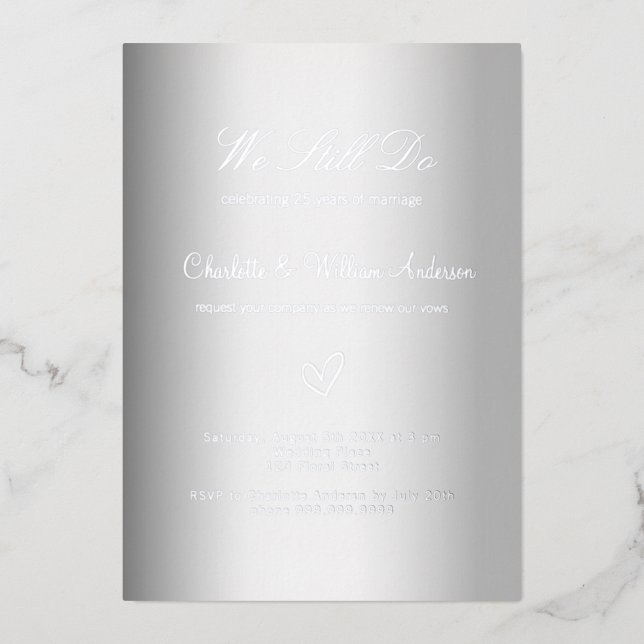 Vow renewal white silver 25th wedding anniversary (Front)