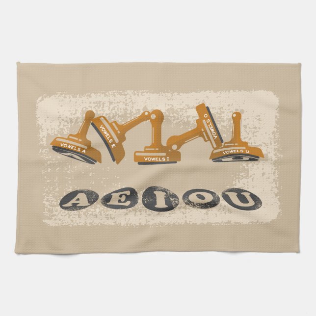 Vowels AEIOU English language Tea Towel (Horizontal)