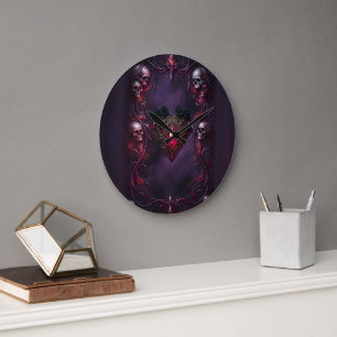 Vows Beyond the Veil – Gothic Wedding Art  Large Clock