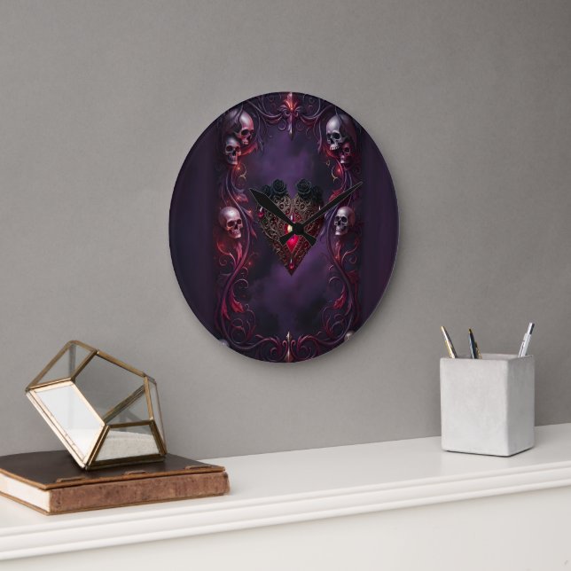 Vows Beyond the Veil – Gothic Wedding Art  Large Clock (Office)