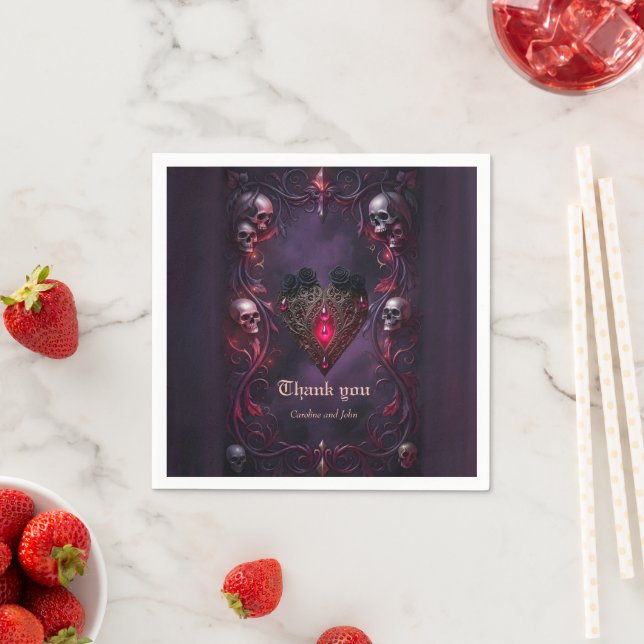 Vows Beyond the Veil – Gothic Wedding Art  Napkin (Insitu)